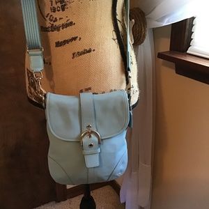 COACH Light Blue Leather Swingpack Crossbody Bag